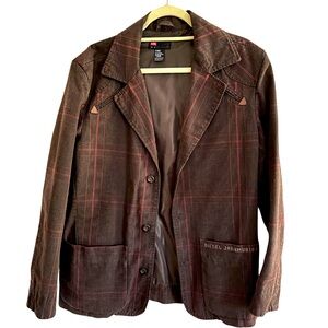 Diesel Brown and Red Plaid Lightweight Jacket